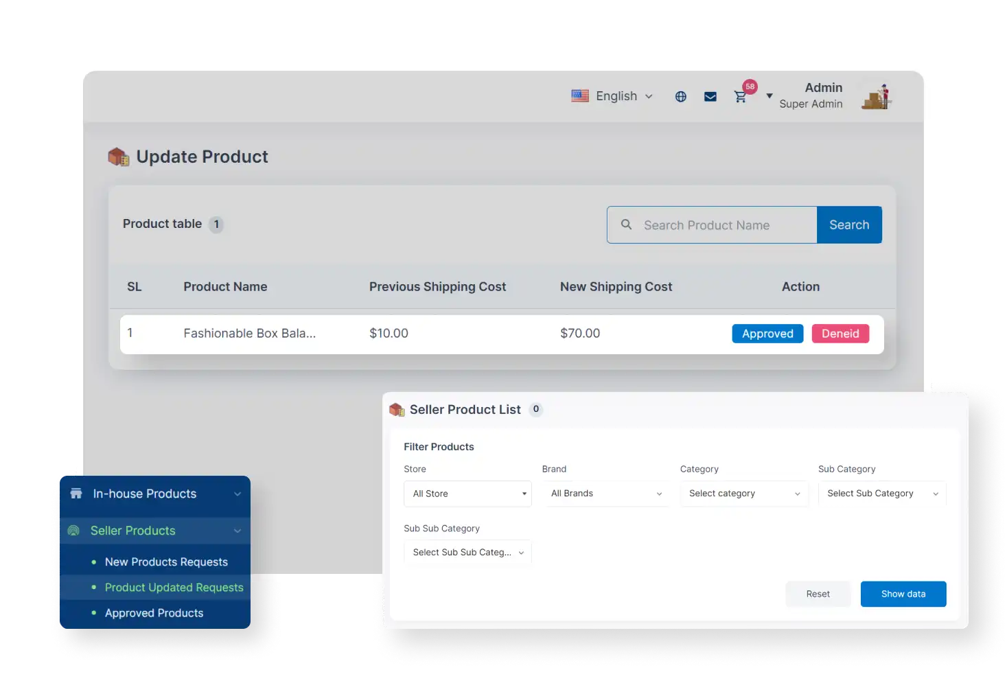 6valley Admin Panel Seller Product Management Features