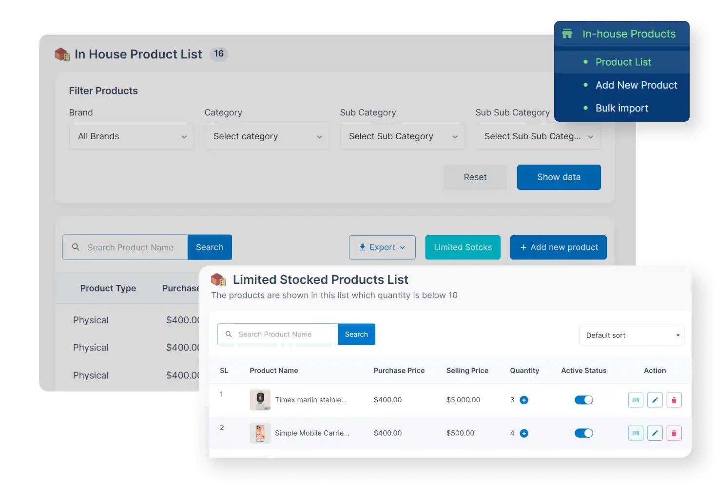 6valley Admin Panel Stock Limit Features