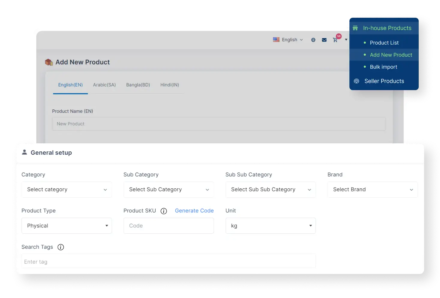 6valley Admin Panel Product SKU Features