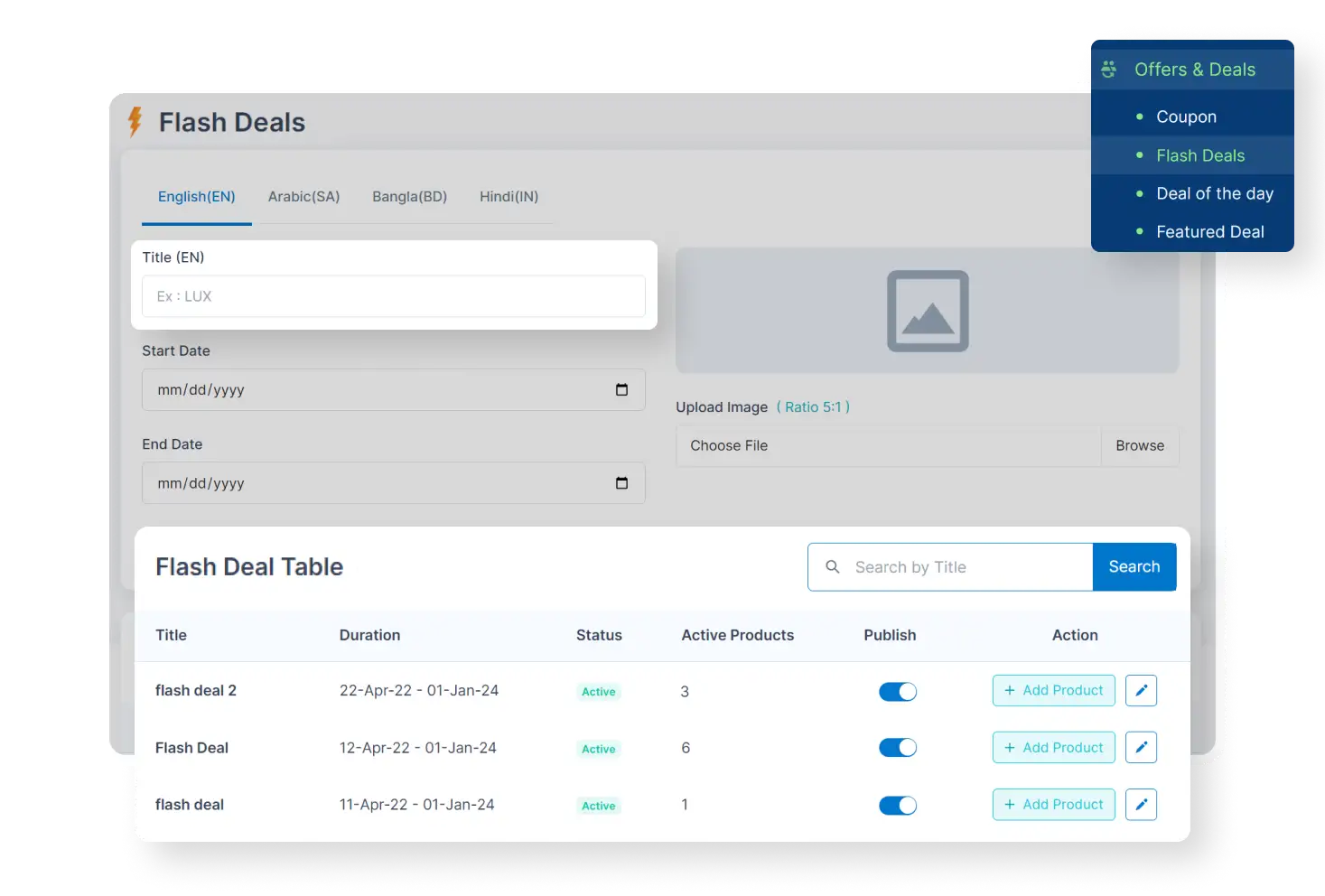 6valley Admin Panel Various Deals Features