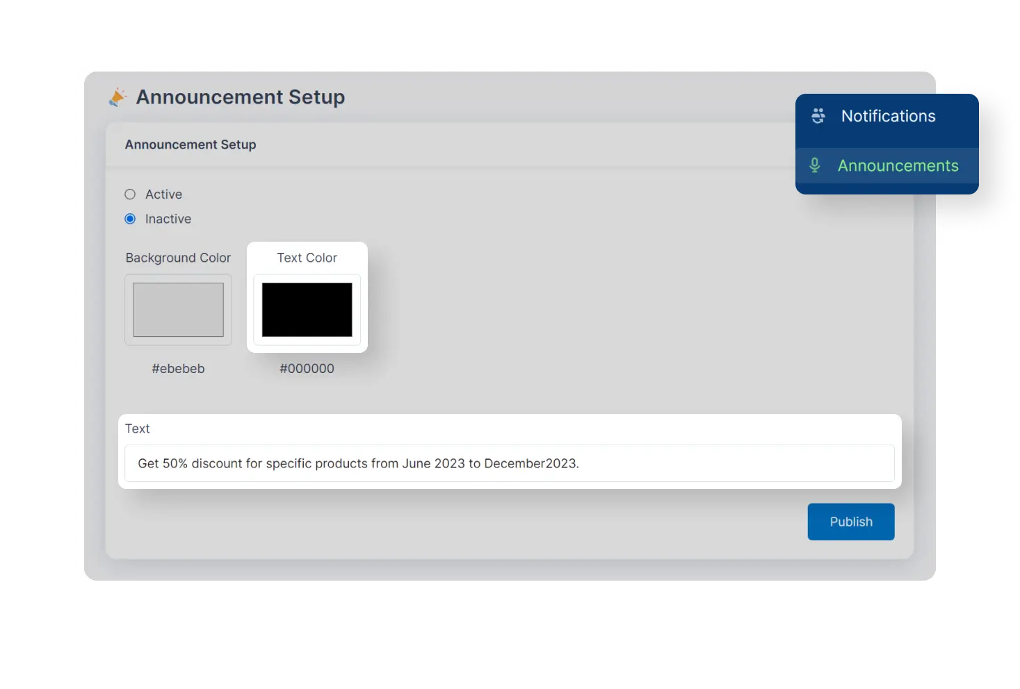 6valley Admin Panel Announcement Features