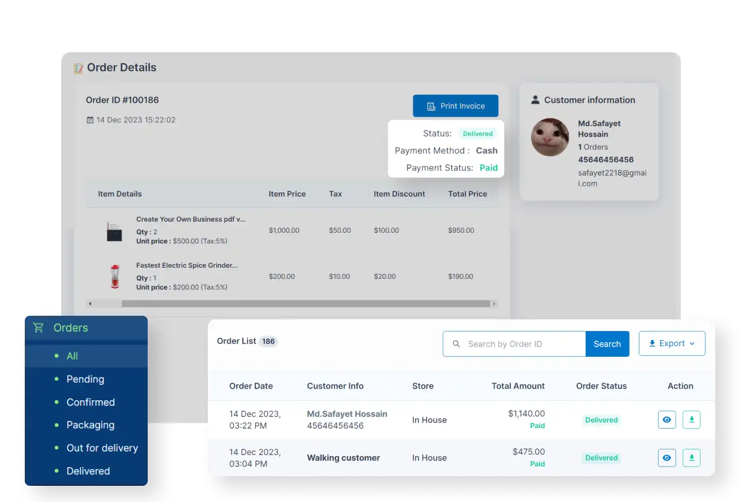 6valley Admin Panel Order Management Features