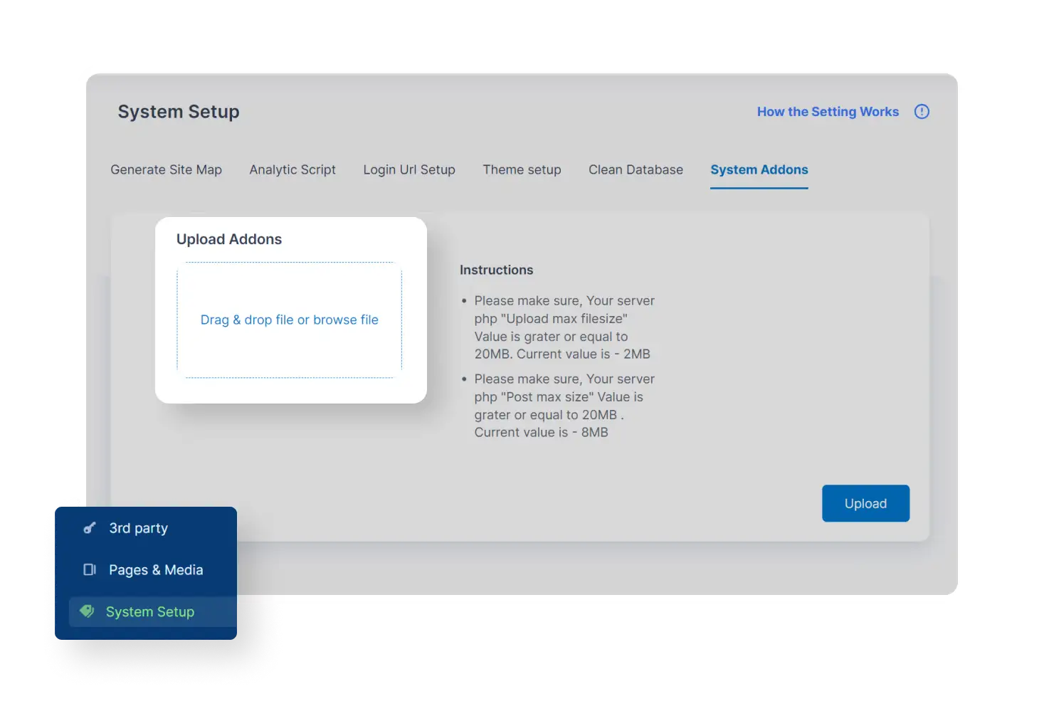 6valley Admin Panel System Addon Features