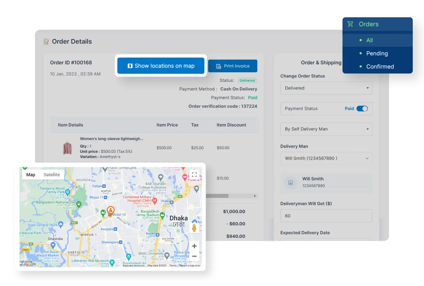 6valley Admin Panel Delivery Location Features