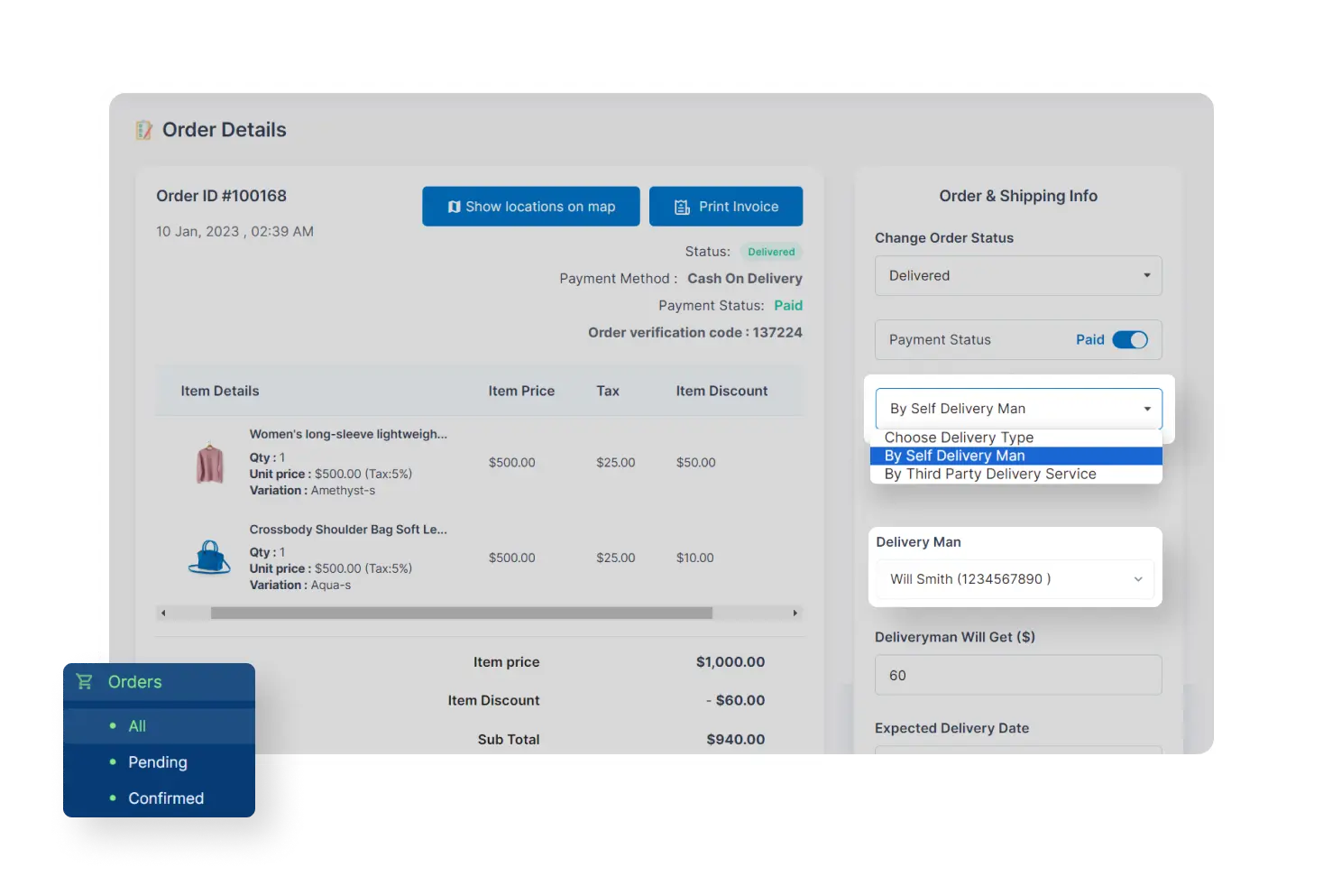 6valley Admin Panel Shipping Method Features