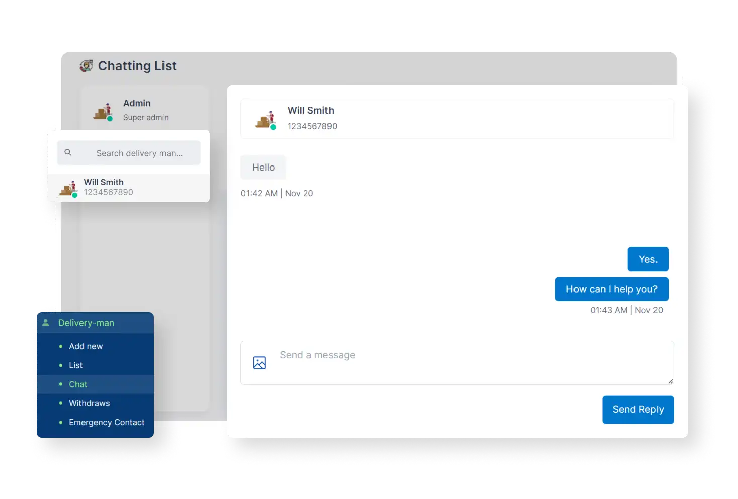 6valley Admin Panel Chat With Deliveryman Features