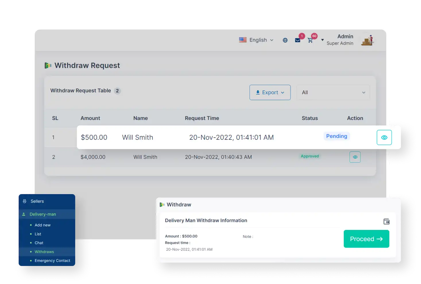 6valley Admin Panel Deliveryman Withdrawal Features