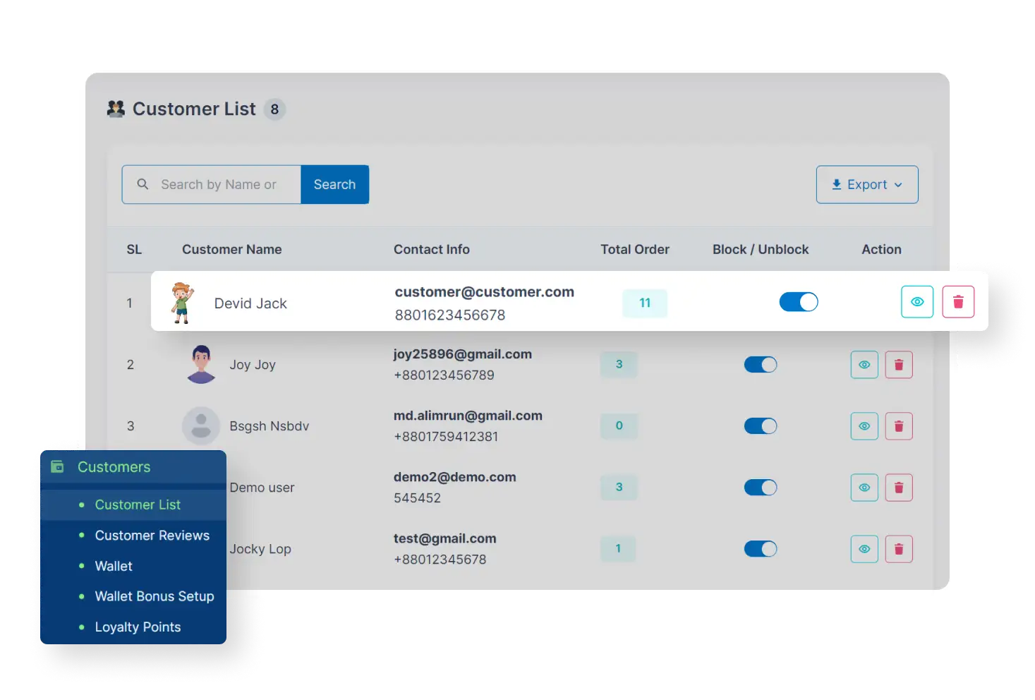 6valley Admin Panel Customer Management Features