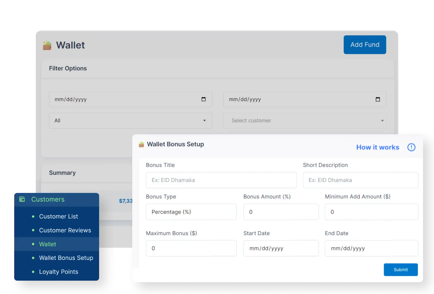 6valley Admin Panel Wallet And Bonus Features