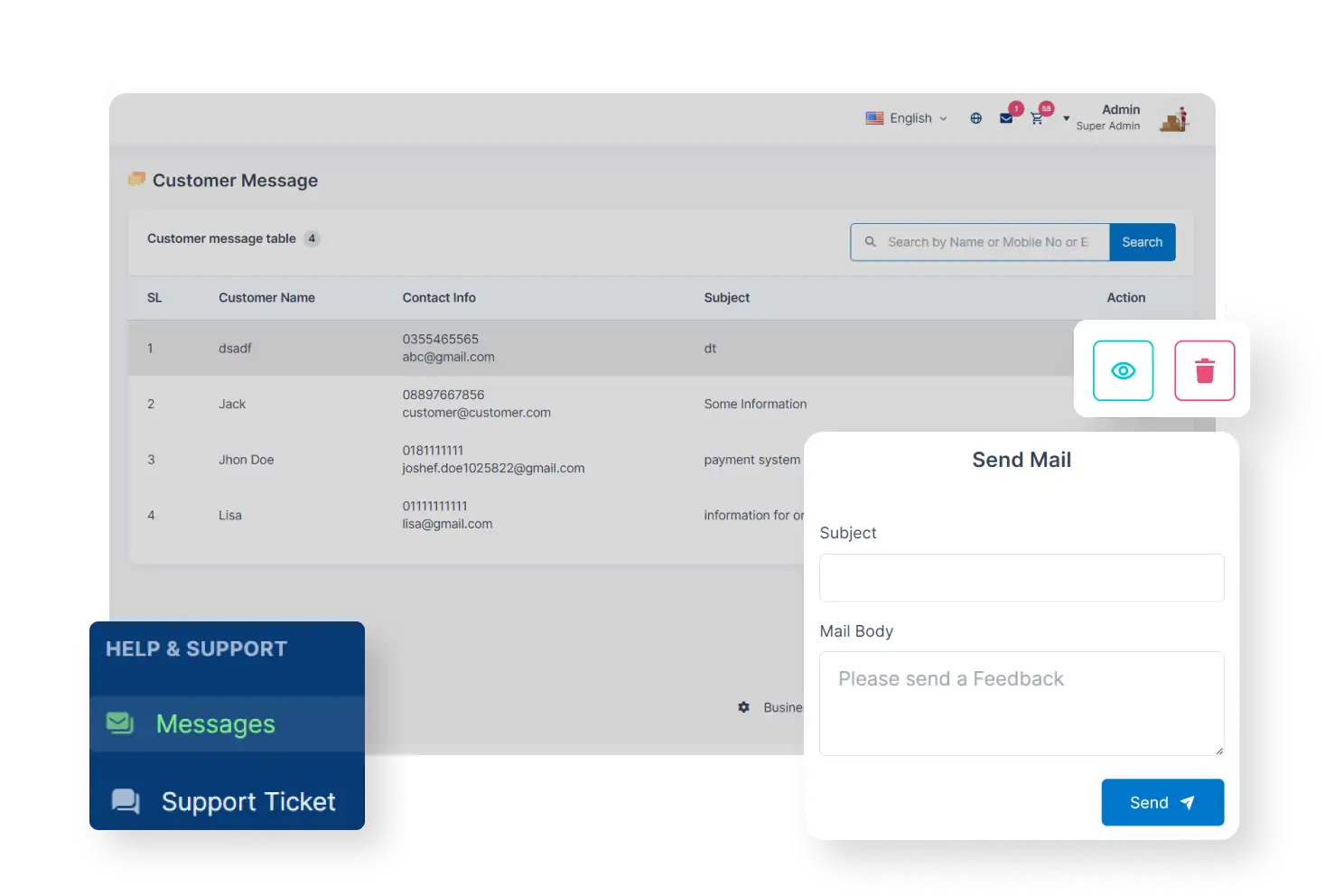 6valley Admin Panel Message Features