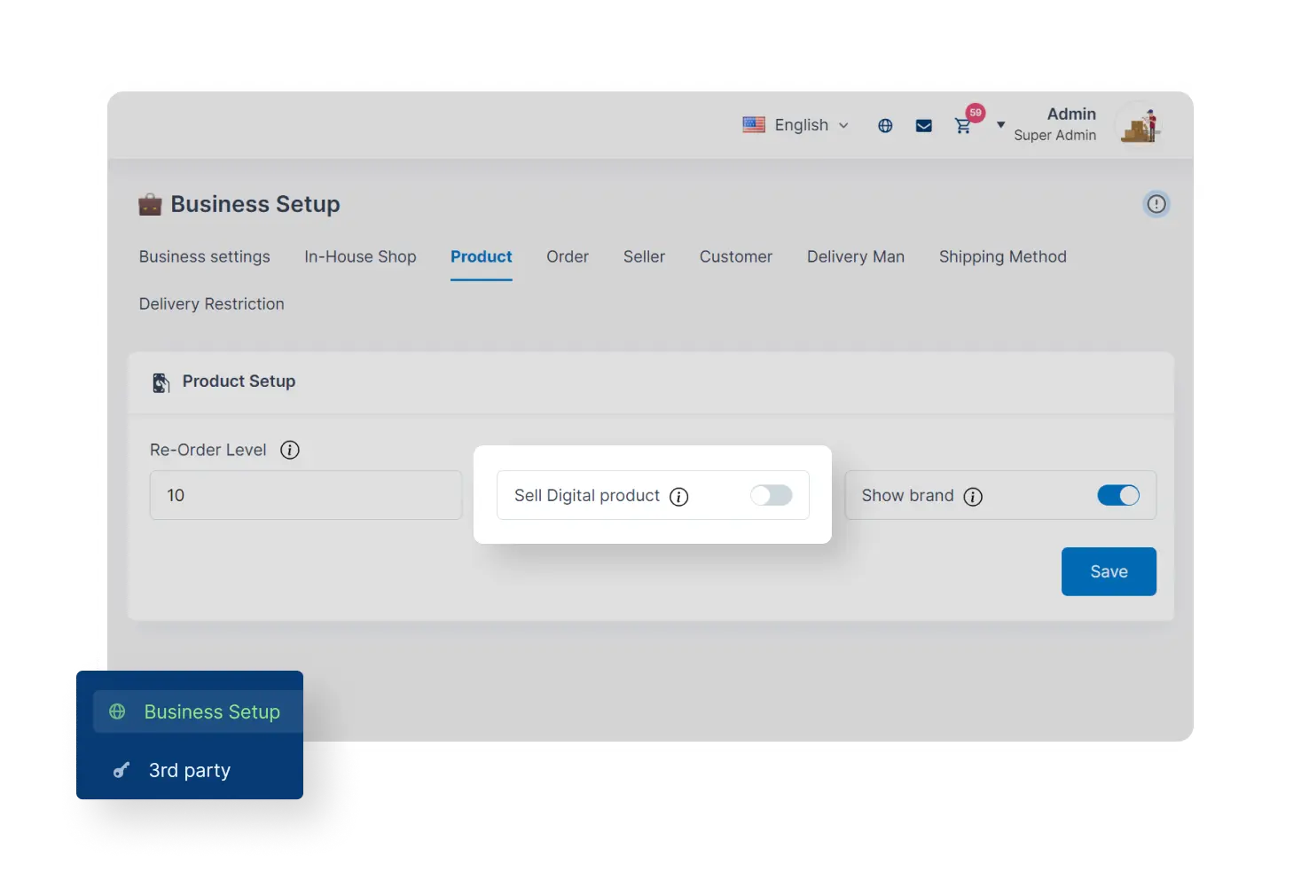 6valley Admin Panel Digital Product Features