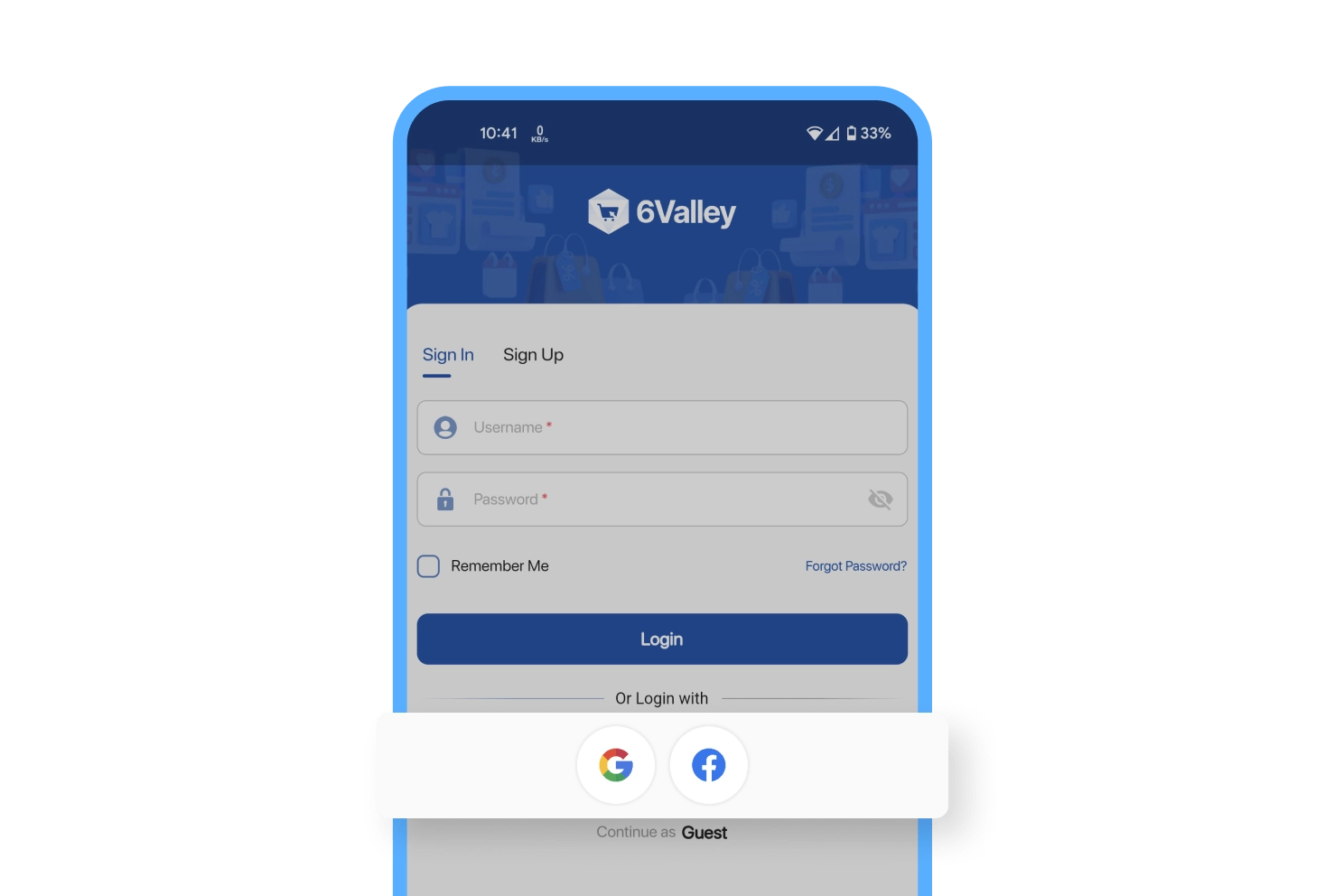 6valley Customer App Social Login Features