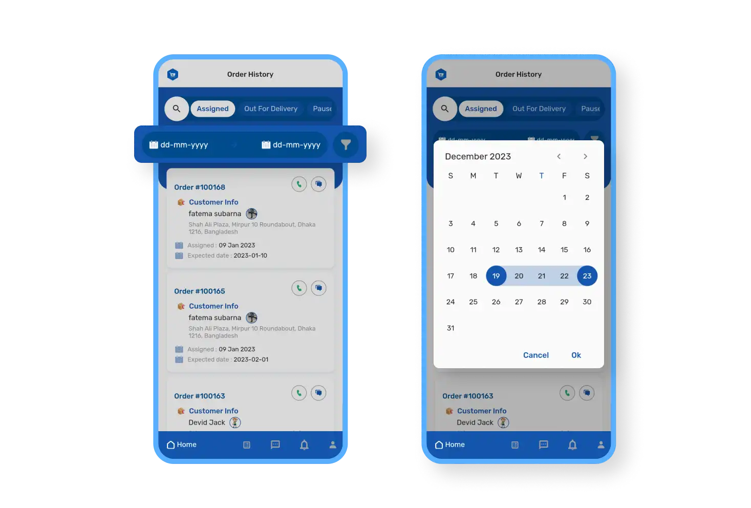 6valley Deliveryman App Order Filtration Features
