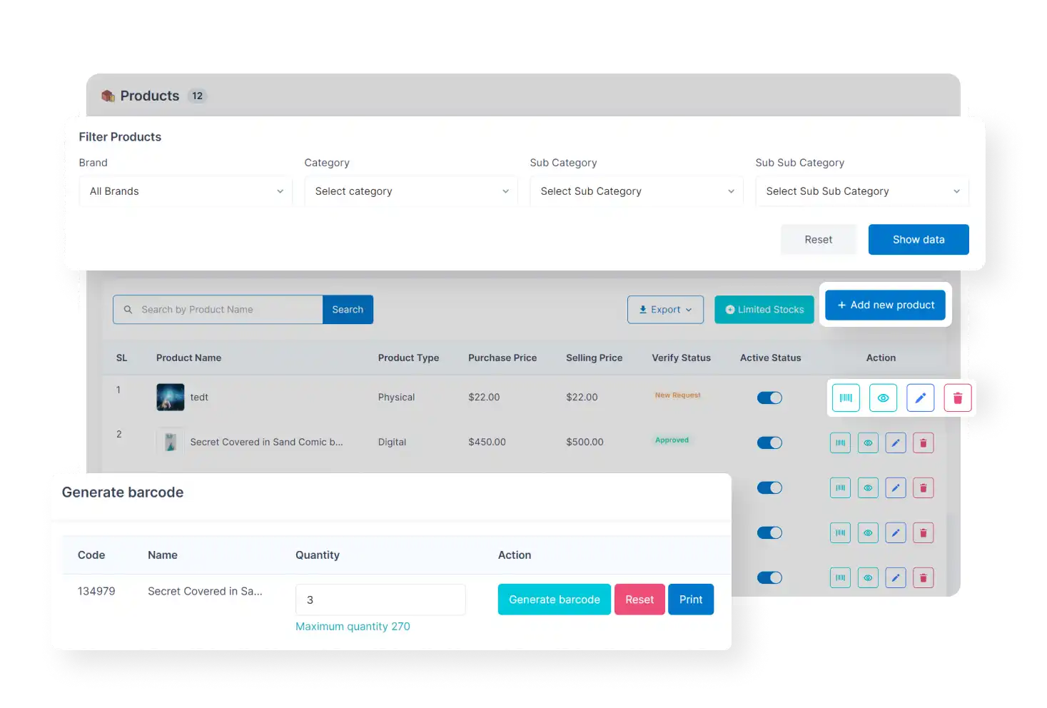 6valley Seller Panel Manage Product