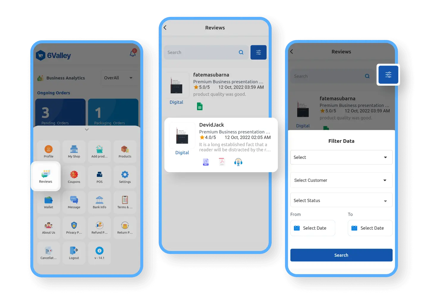 6valley Seller App Product Reviews Features