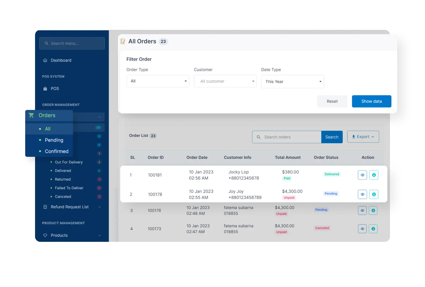 6valley Seller Panel Order List