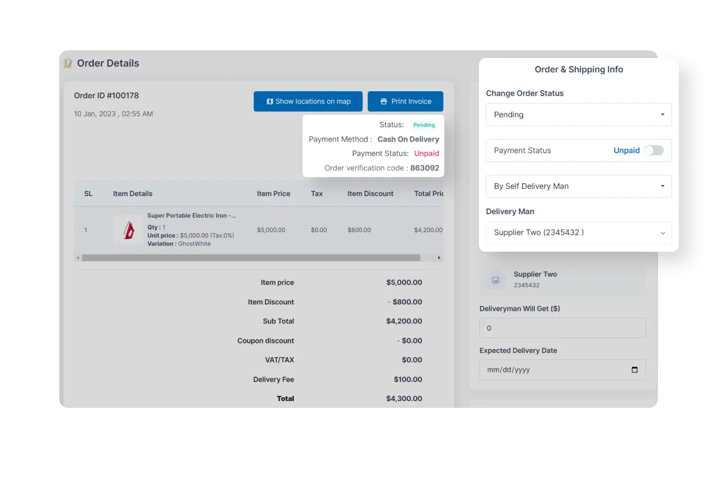 6valley Seller Panel Order Details Features