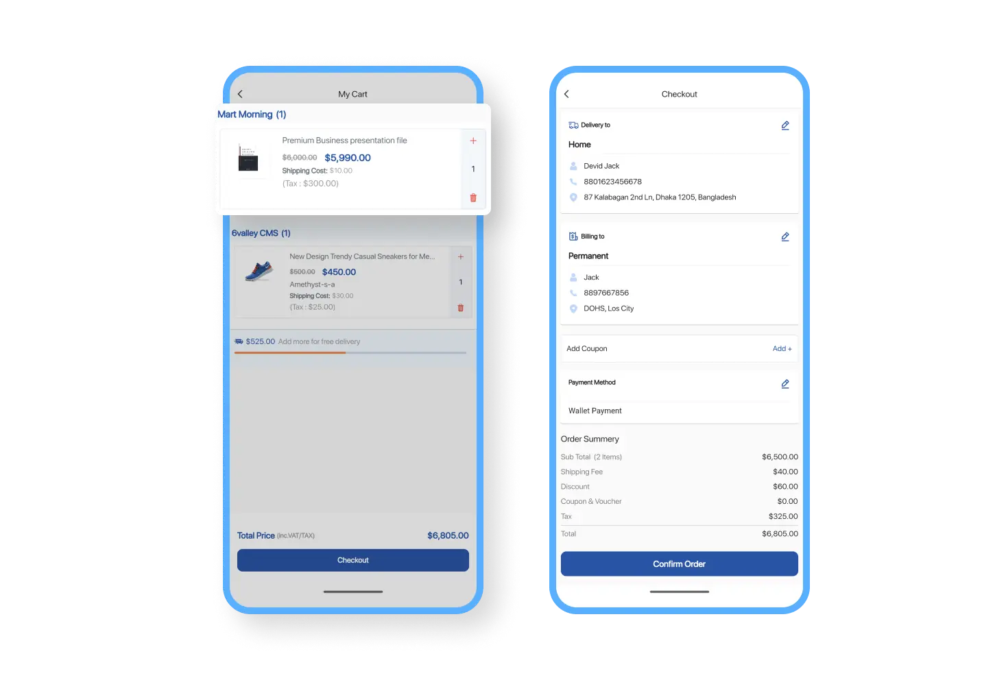 6valley Customer App Order Details Features