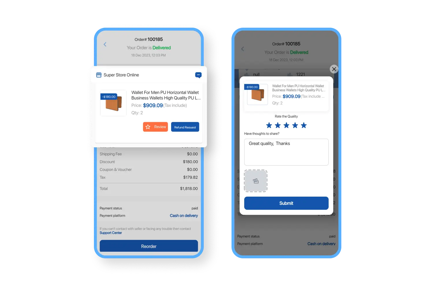 6valley Customer App Review Features
