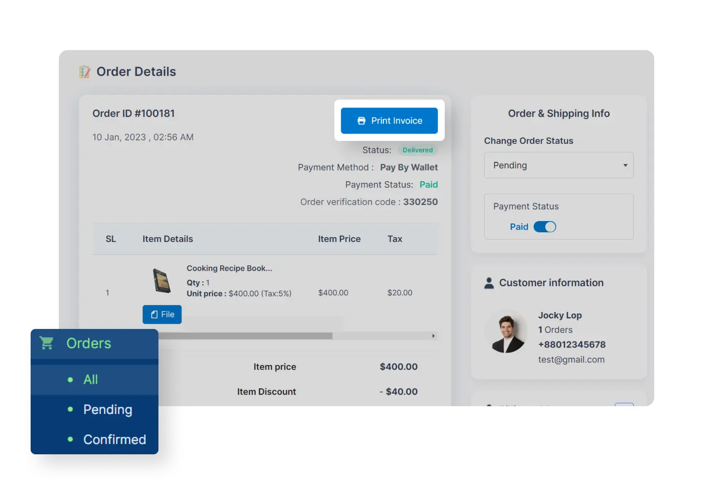 6valley Seller Panel Print Invoice