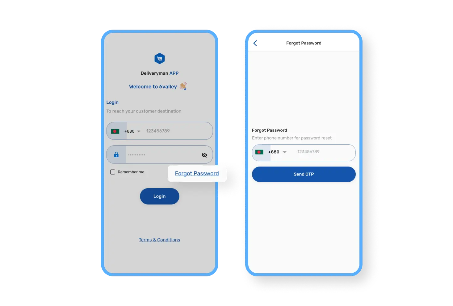 6valley Deliveryman App Password Recovery Features