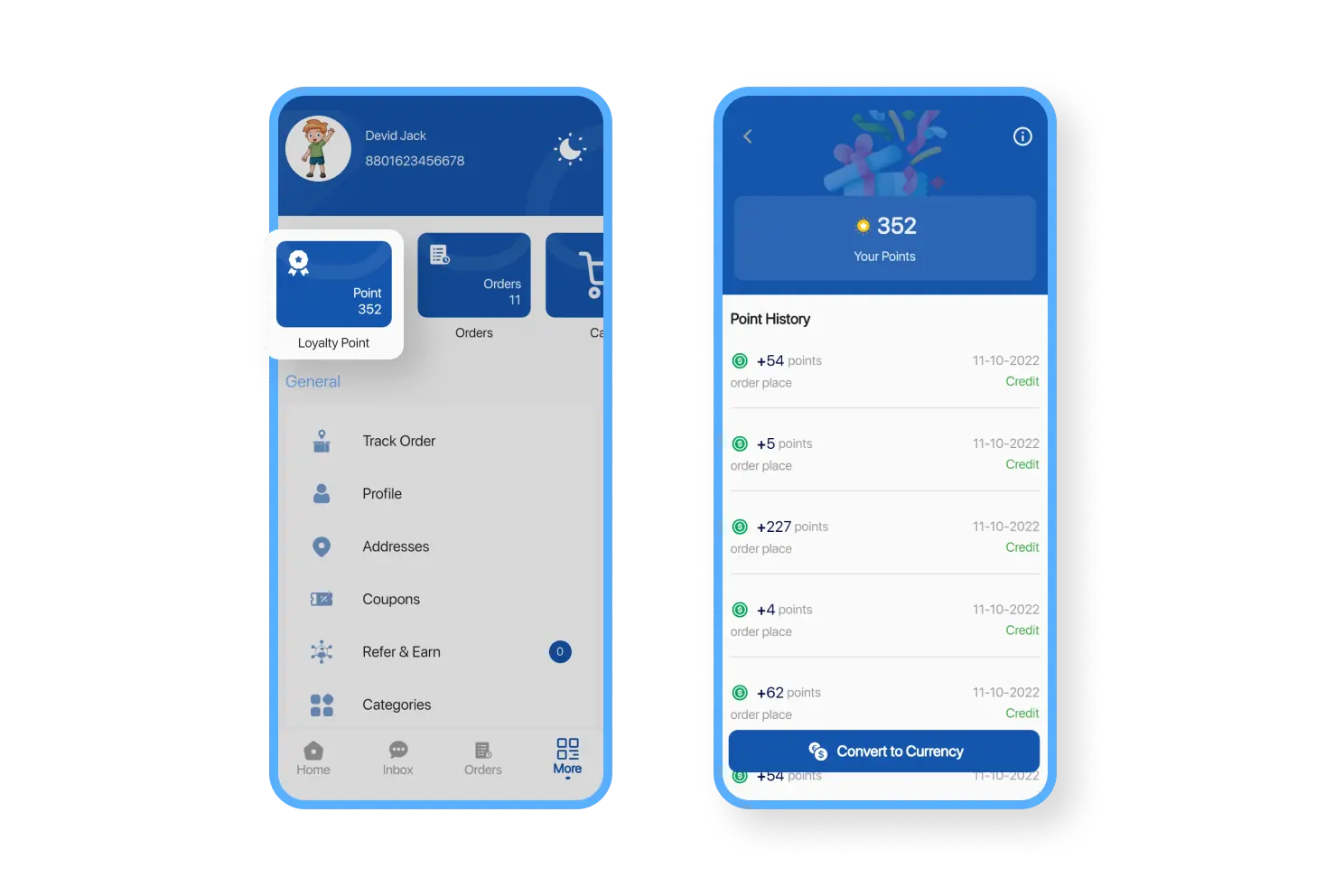 6valley Customer App Loyalty Point Features