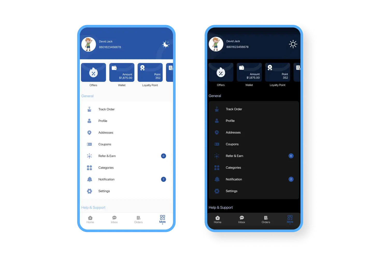 6valley Customer App Dark Mode Features