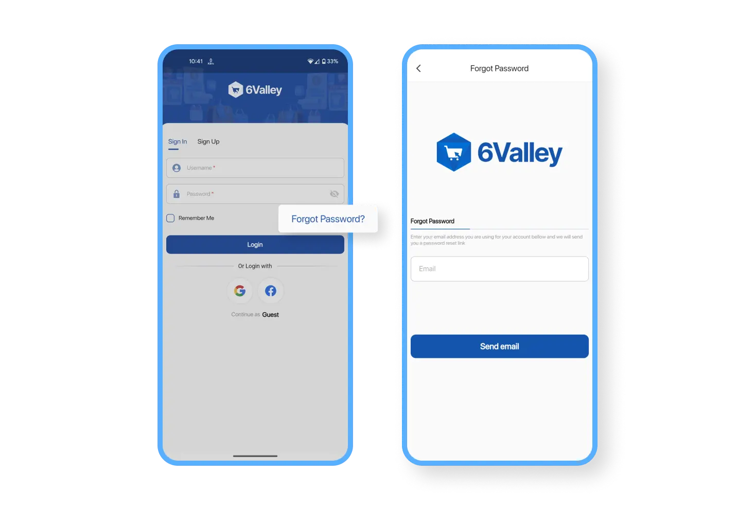 6valley Customer App Password Recovery Features