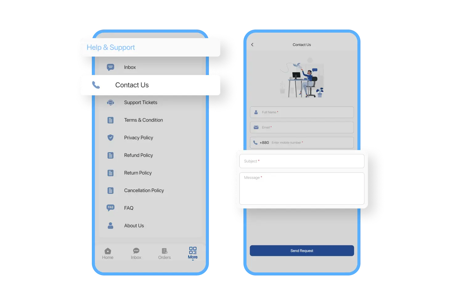 6valley Customer App Help & Support Features