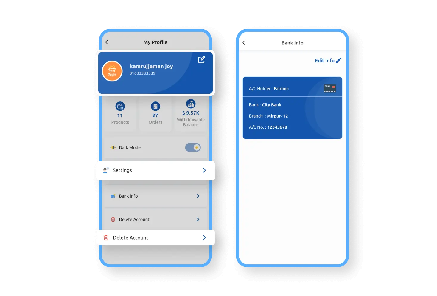 6valley Seller App Seller Profile Features