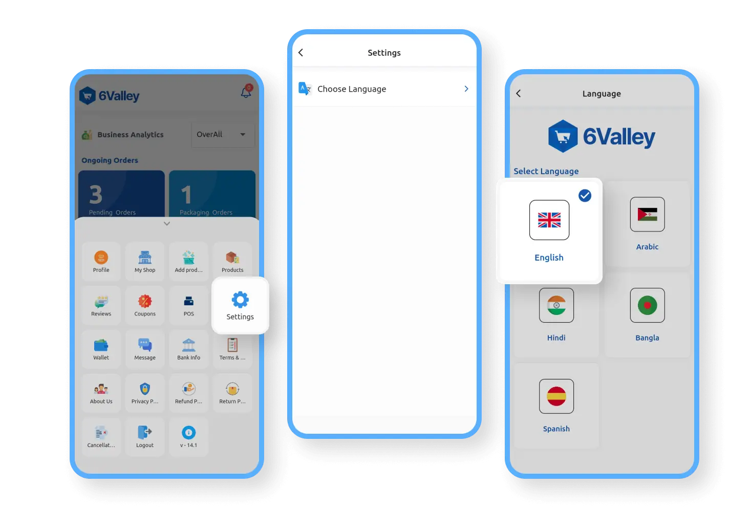 6valley Seller App Choose Language Features