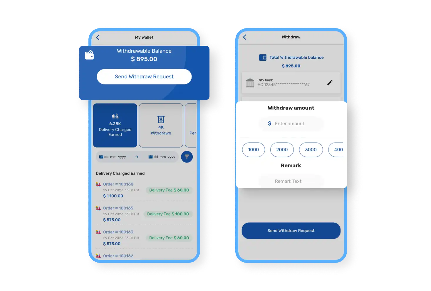 6valley Deliveryman App Deliveryman Wallet Features