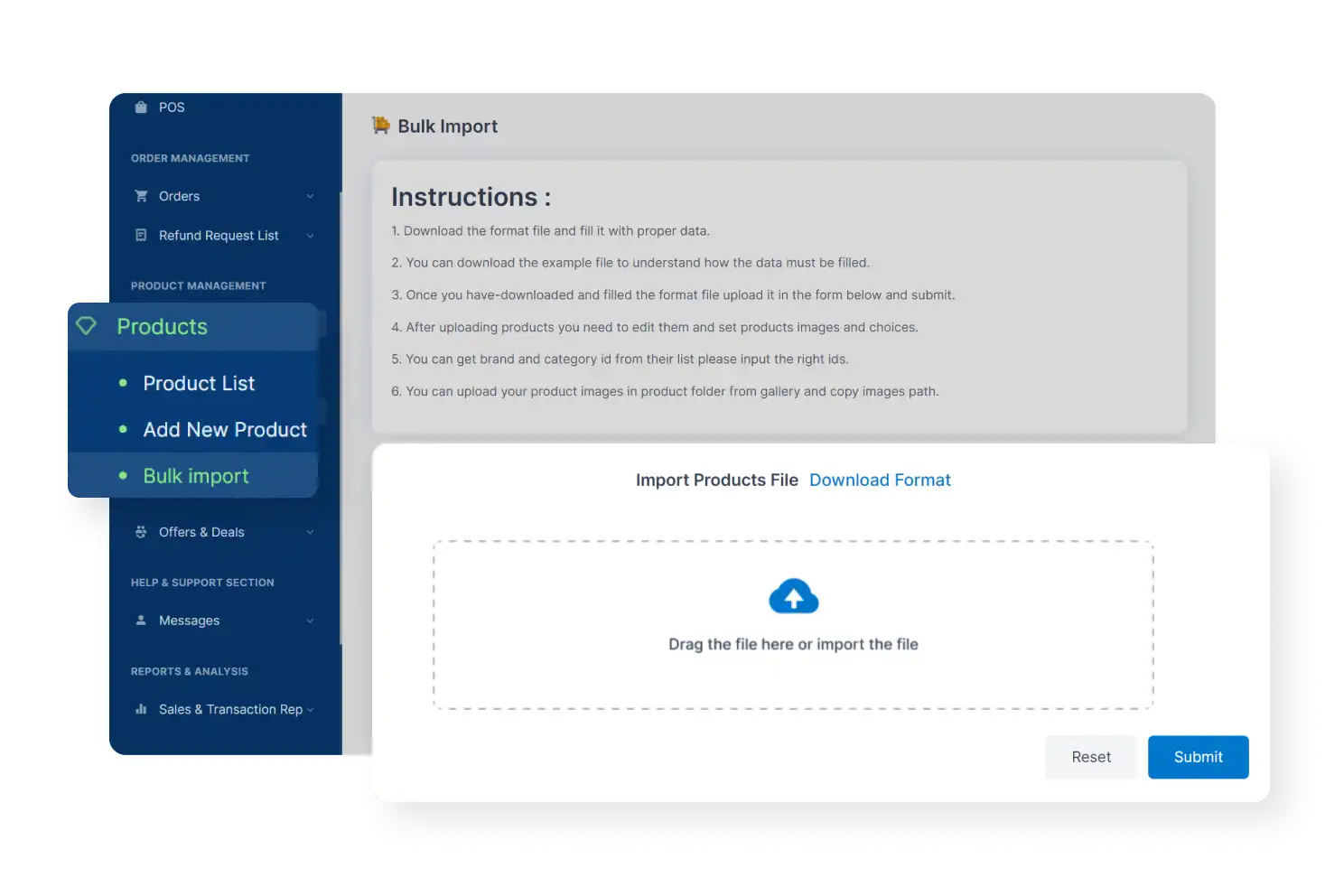 6valley Seller Panel Bulk Import Features
