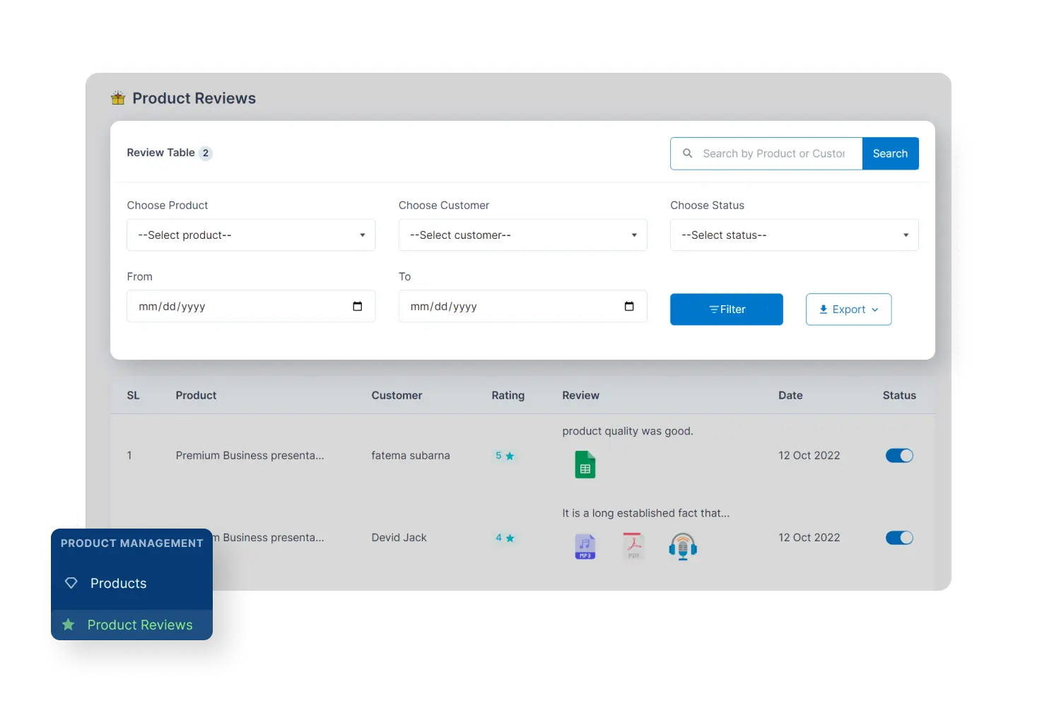 6valley Seller Panel Manage Product Review Features