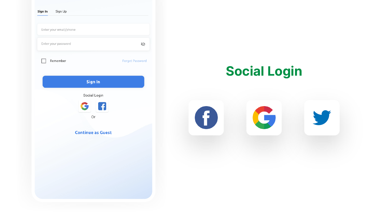 6Valley eCommerce CMS Solution Customer App Social Login Feature