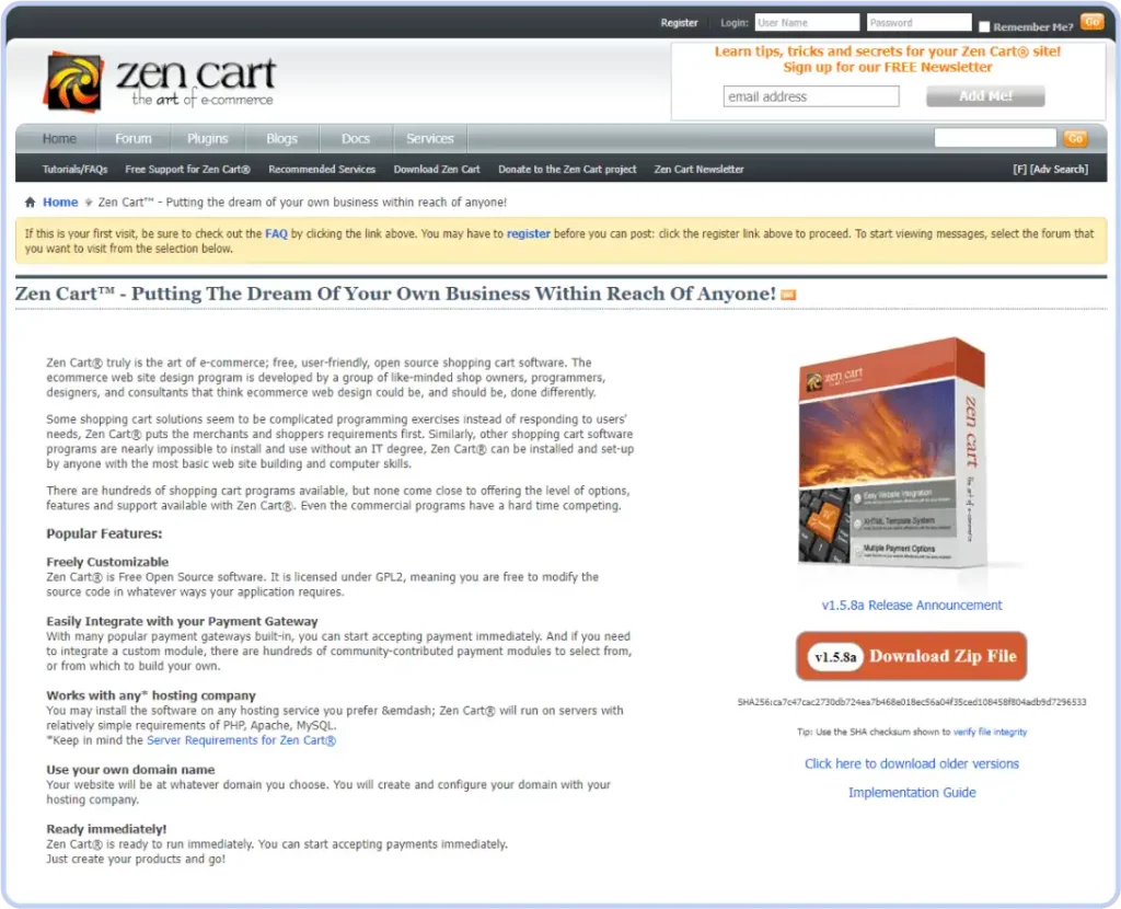 Zencart eCommerce CMS Platform