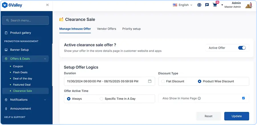 Clearance Sale Admin Panel