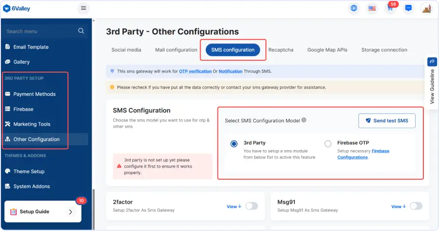 SMS Configuration Testing