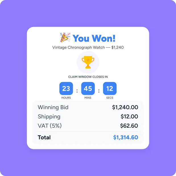 Auction winner claiming flow